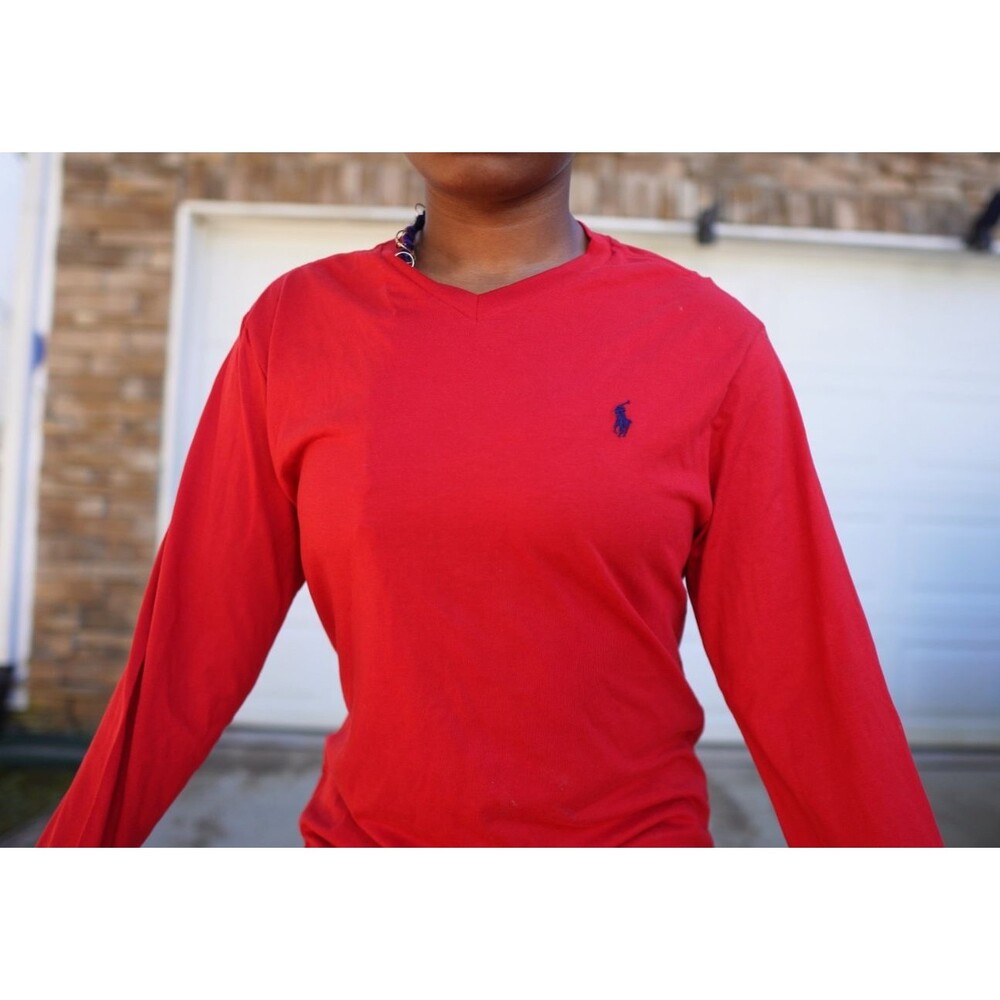Ralph Lauren Kids Long Sleeve V-Neck Shirt | Red | Size L | NWT Polo